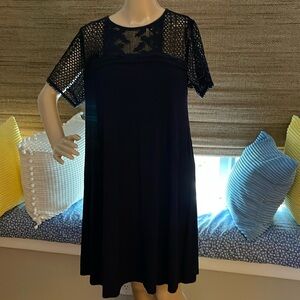Loft Navy Eyelet Lace Short Sleeve